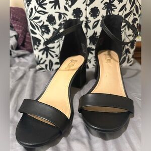 Brash Black Ankle Strap Heels